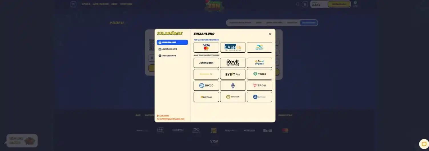 Einzahlungsmethoden